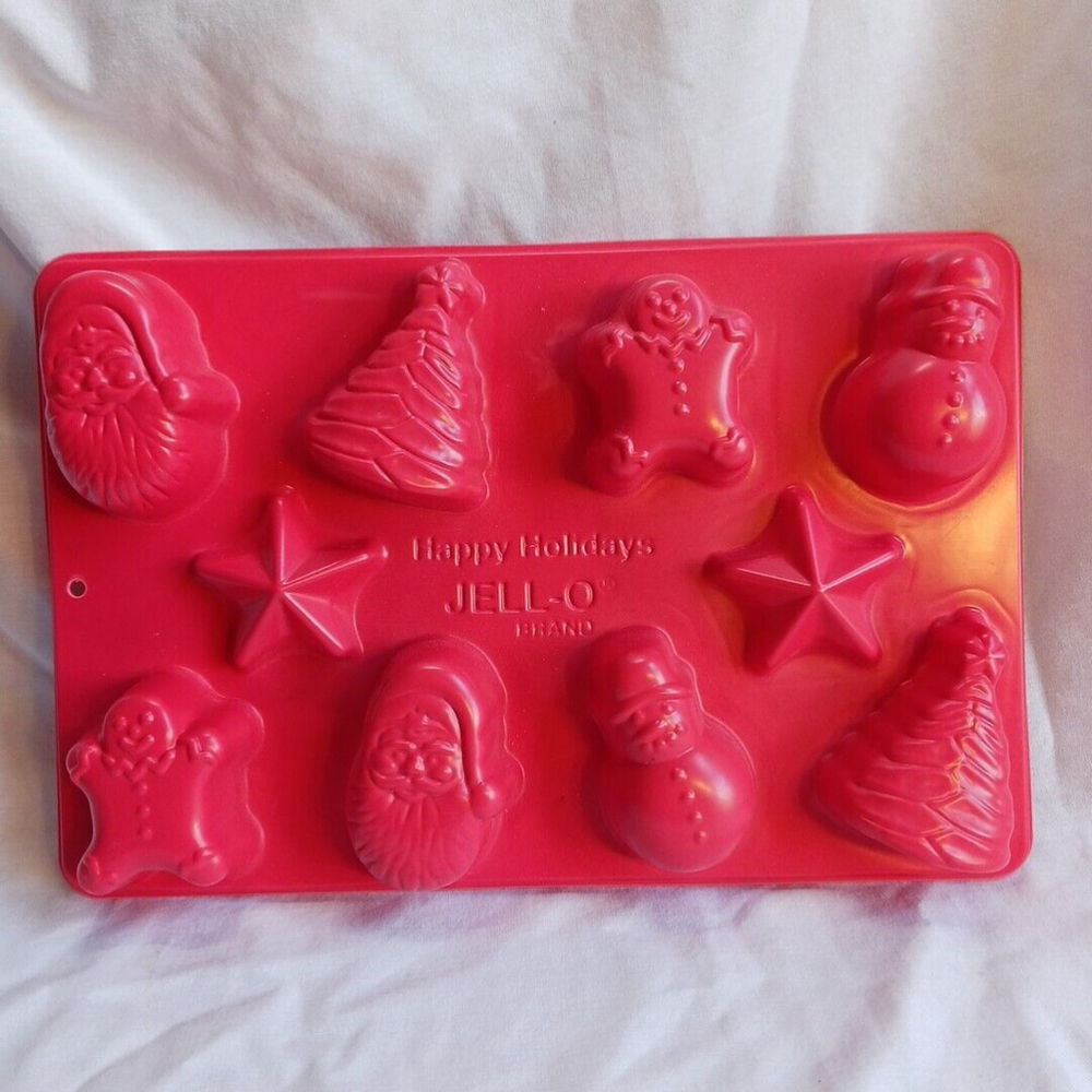 Vintage Jello Shots Candy Christmas Holiday Red Mold Tray